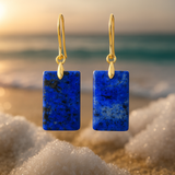 Almirée | Boucles d'oreilles rectangulaires de couleur bleu océan