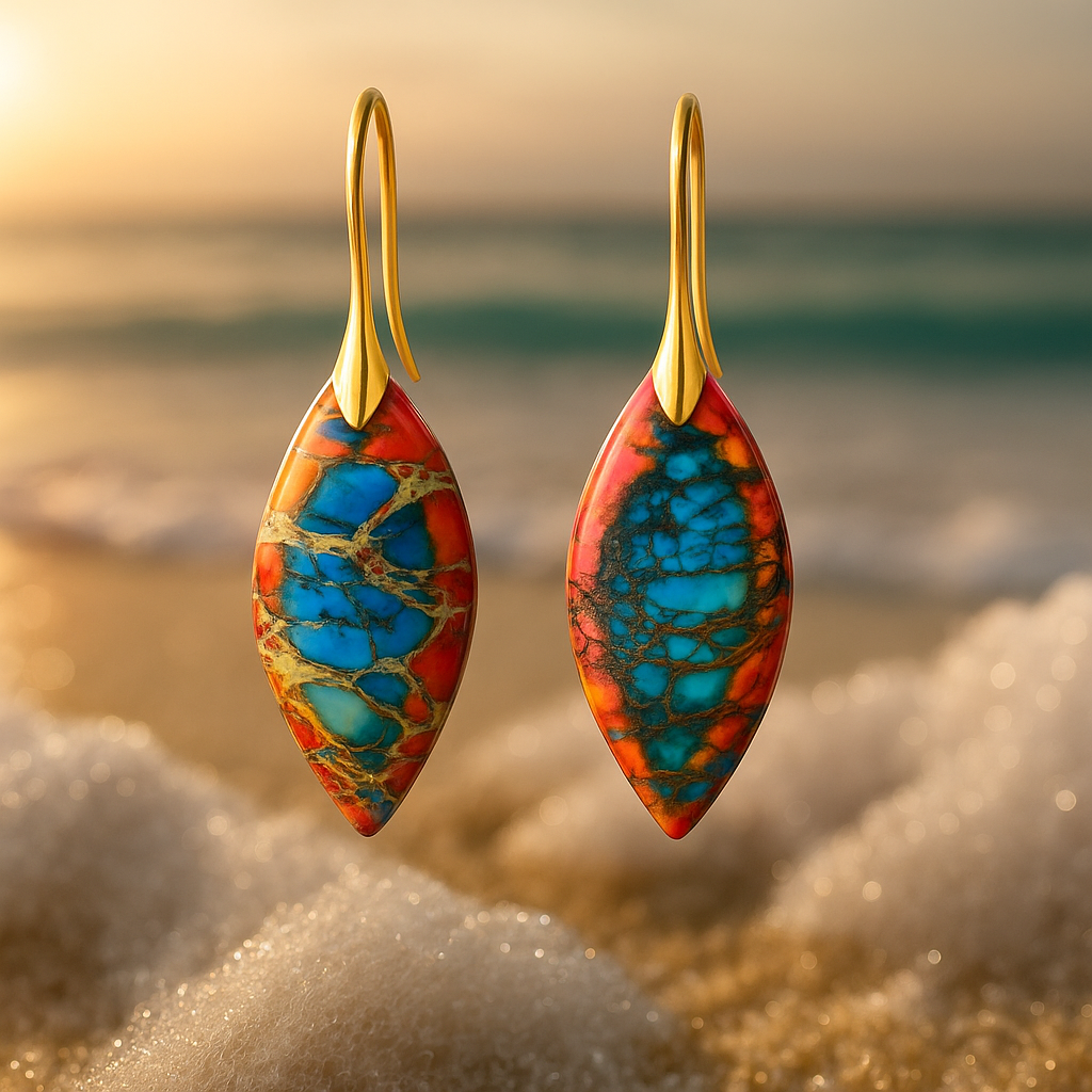 Elaria – Boucles d'oreilles de Corail Rouge et Turquoise
