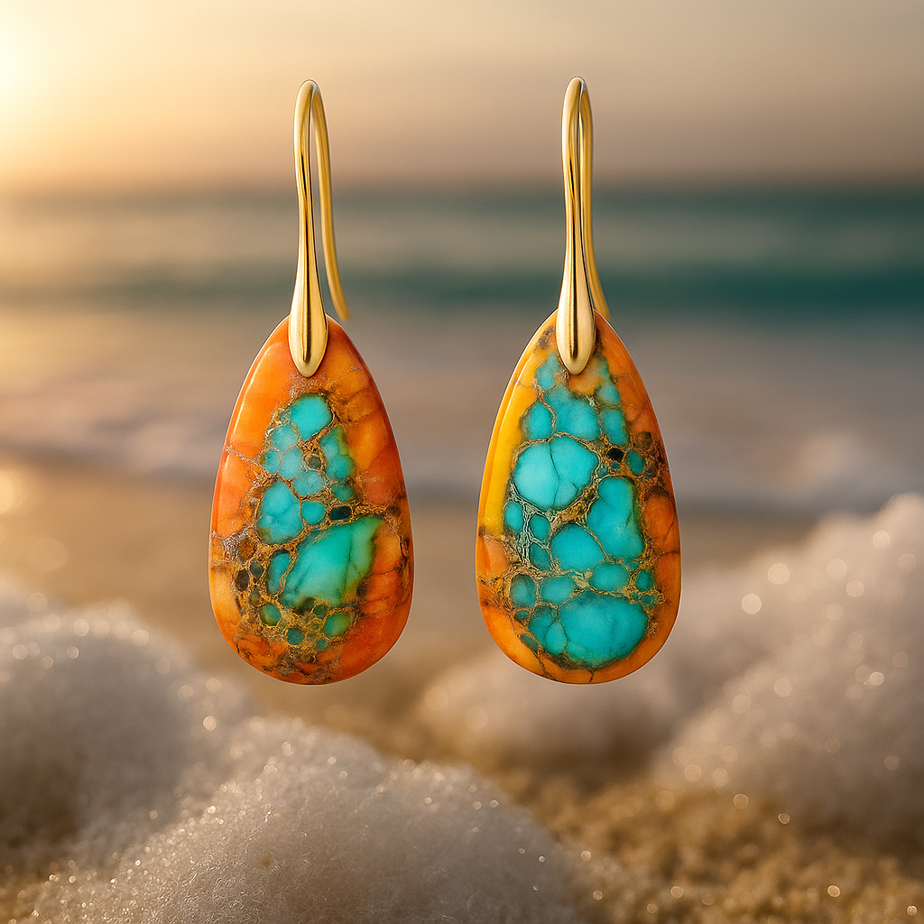 Solénéa | Boucles d'oreilles Turquoise avec Flammes