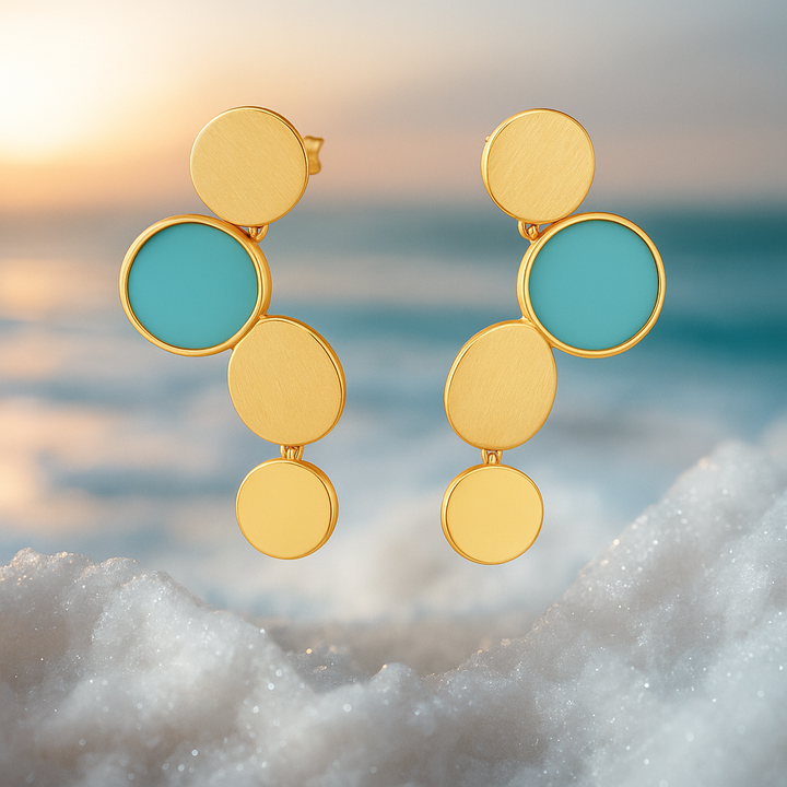Océane | Boucles d'oreilles dorées avec accents turquoise