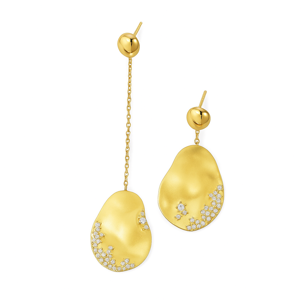 Marin | Boucles d'oreilles gouttelettes dorées avec cristaux