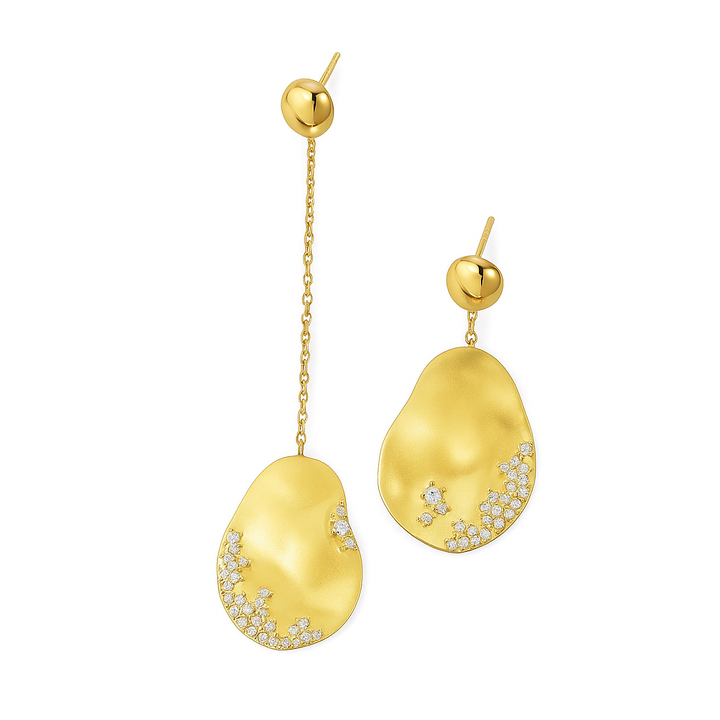 Marin | Boucles d'oreilles gouttelettes dorées avec cristaux
