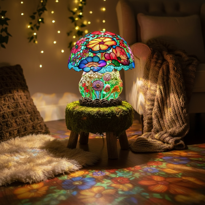 Lumière de champignon givré