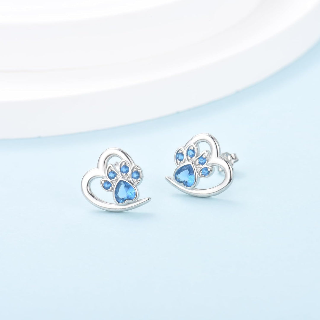 Boucles d'oreilles avec empreintes de pattes et cœur – Bijoux pour les amoureux des animaux