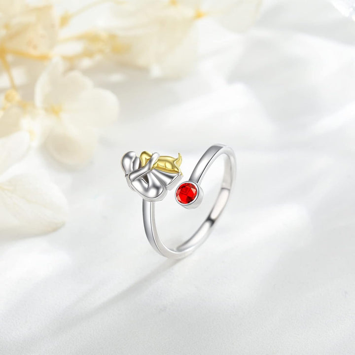 Bague pour chien réglable avec figurine de fille en argent