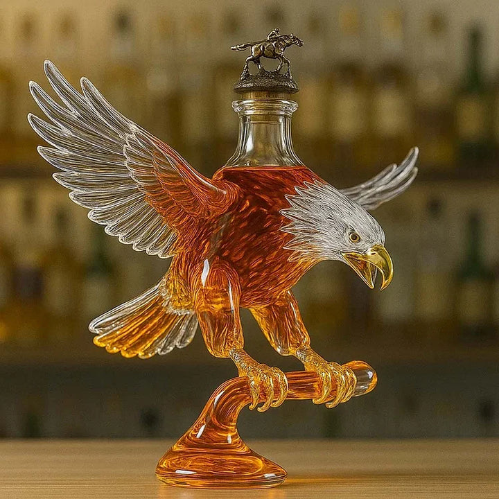 Bouteille de whisky en verre en forme de pygargue à tête blanche