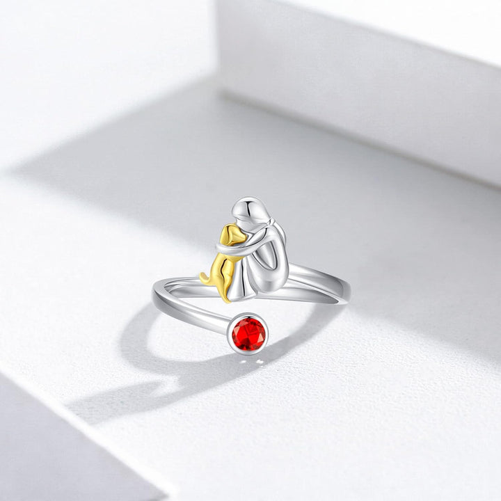 Bague pour chien réglable avec figurine de fille en argent