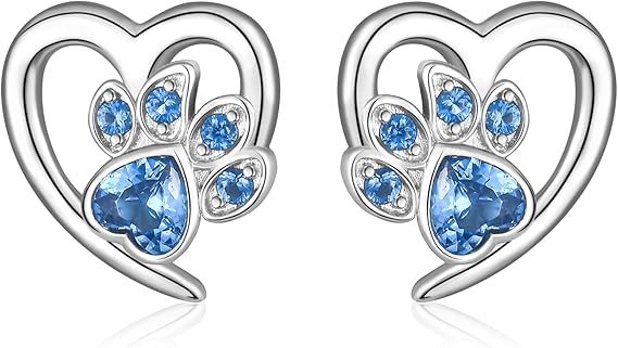 Boucles d'oreilles avec empreintes de pattes et cœur – Bijoux pour les amoureux des animaux