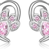 Boucles d'oreilles avec empreintes de pattes et cœur – Bijoux pour les amoureux des animaux