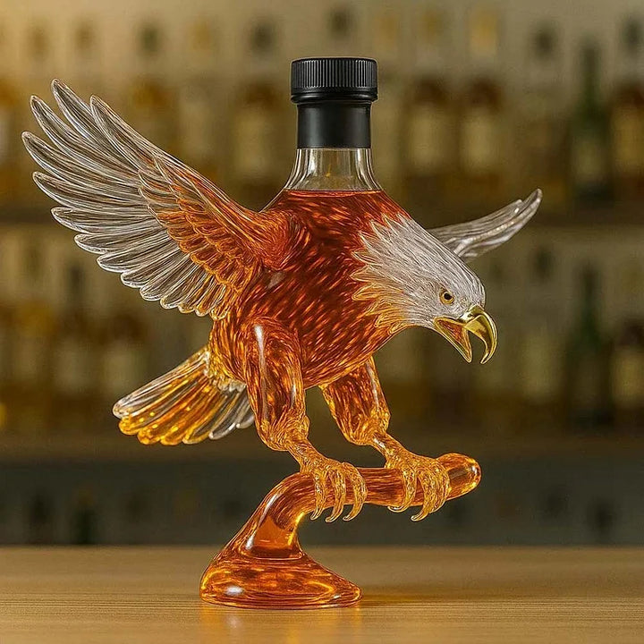 Bouteille de whisky en verre en forme de pygargue à tête blanche