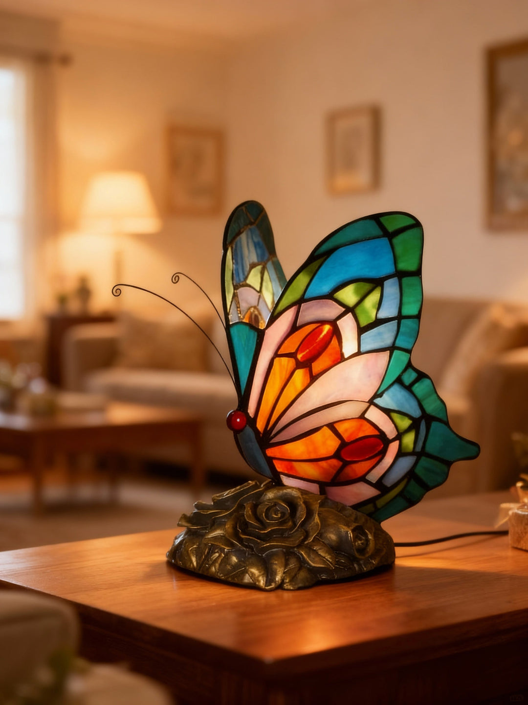 PAPILLON | Lampe en verre fabriquée à la main avec papillon