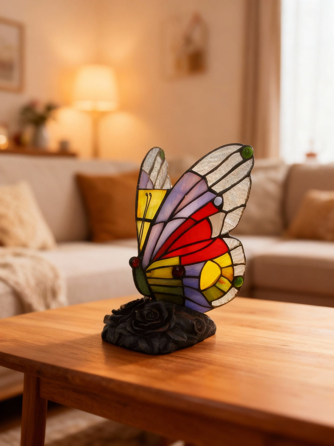 COULEUR | Lampe de table colorée avec motif papillon