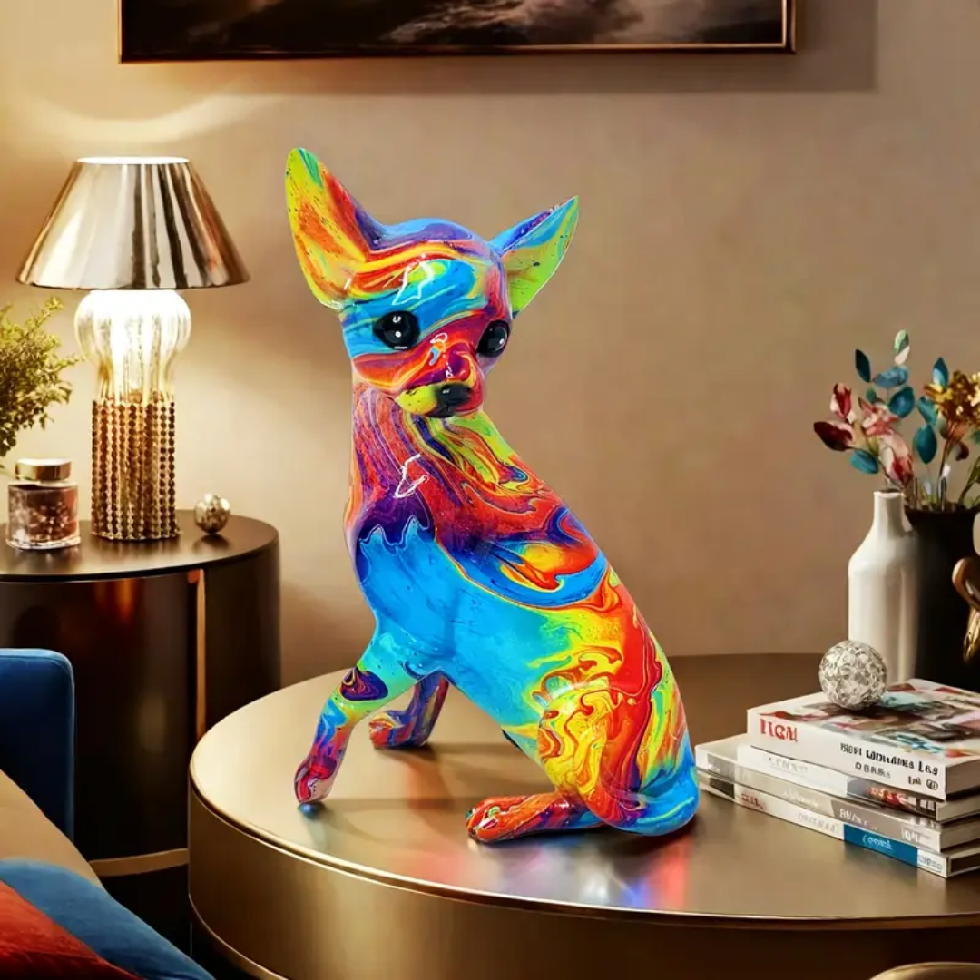 Lampe de table chihuahua en résine vibrante