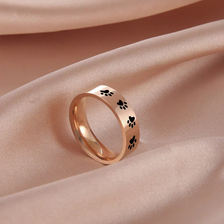 Bague en acier inoxydable avec empreinte de patte – Bijoux symboliques pour les amoureux des animaux
