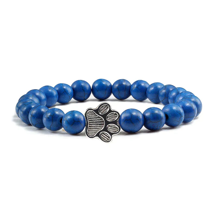 Collier en pierre naturelle avec pendentif patte – Bracelet de perles élastiques pour homme et femme