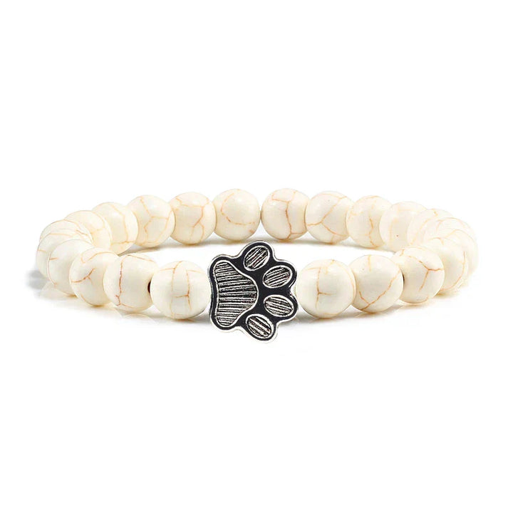 Collier en pierre naturelle avec pendentif patte – Bracelet de perles élastiques pour homme et femme