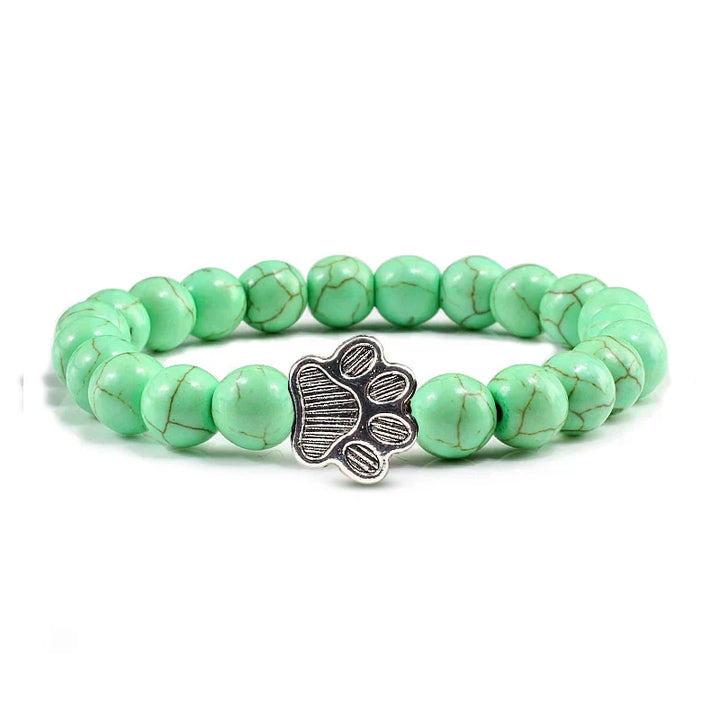 Collier en pierre naturelle avec pendentif patte – Bracelet de perles élastiques pour homme et femme