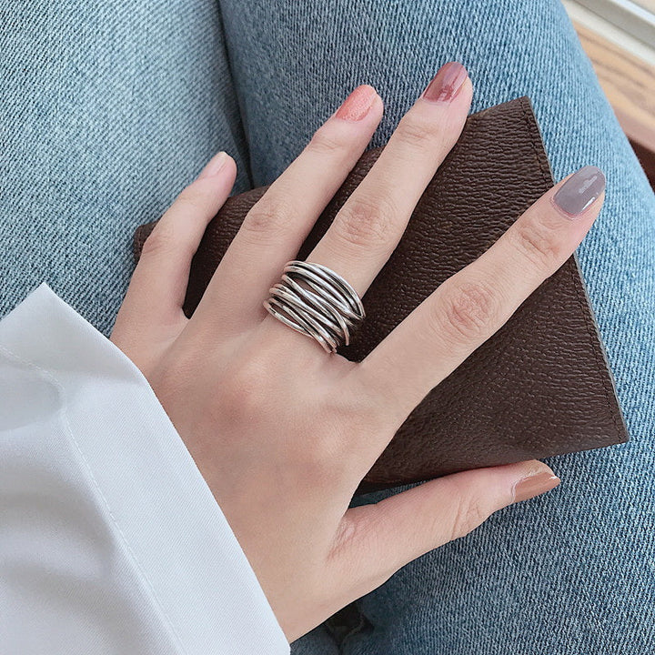 Bague superposée réglable en argent sterling 925