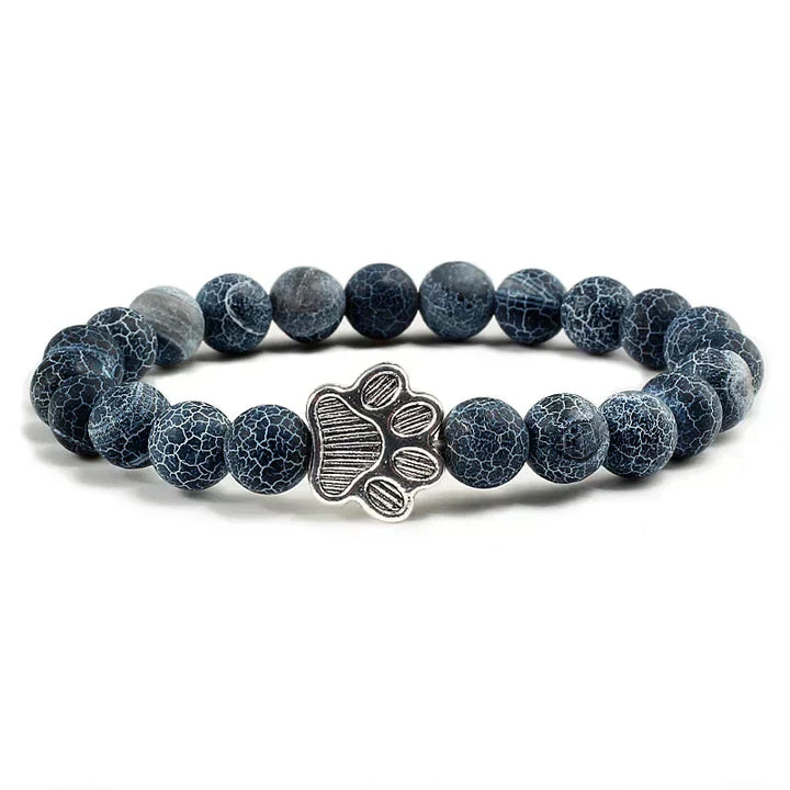 Collier en pierre naturelle avec pendentif patte – Bracelet de perles élastiques pour homme et femme