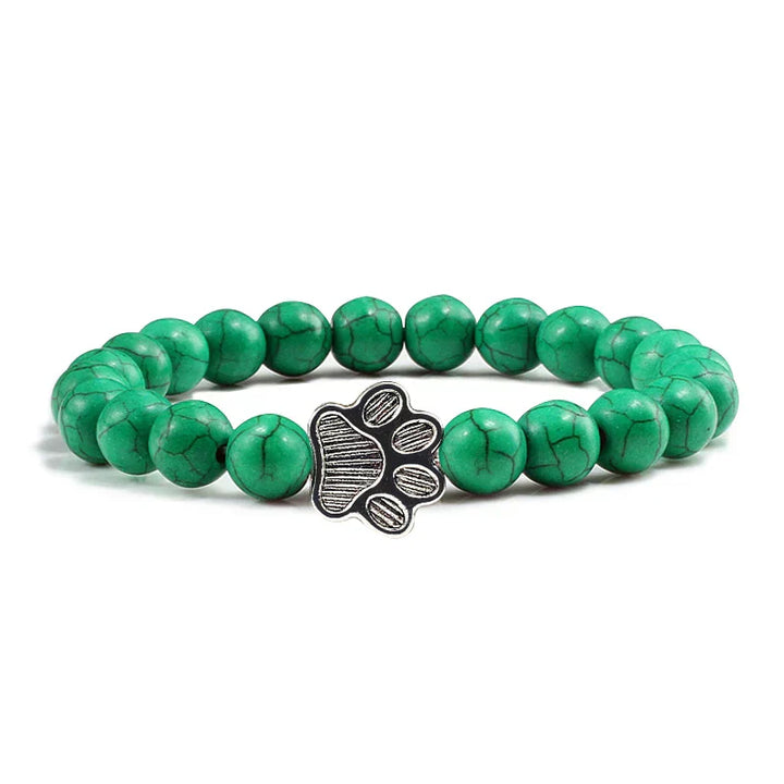 Collier en pierre naturelle avec pendentif patte – Bracelet de perles élastiques pour homme et femme