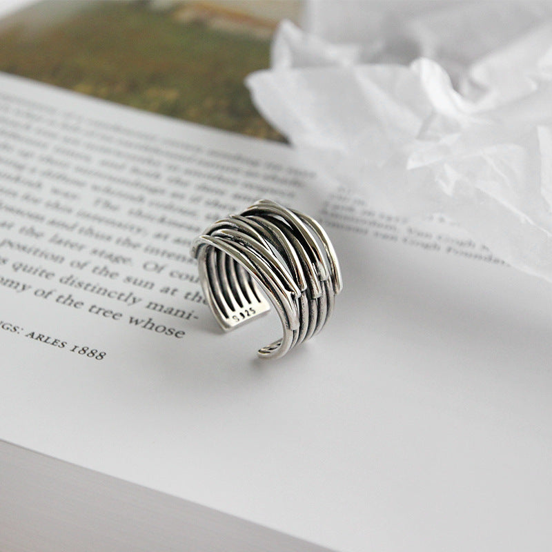 Bague superposée réglable en argent sterling 925