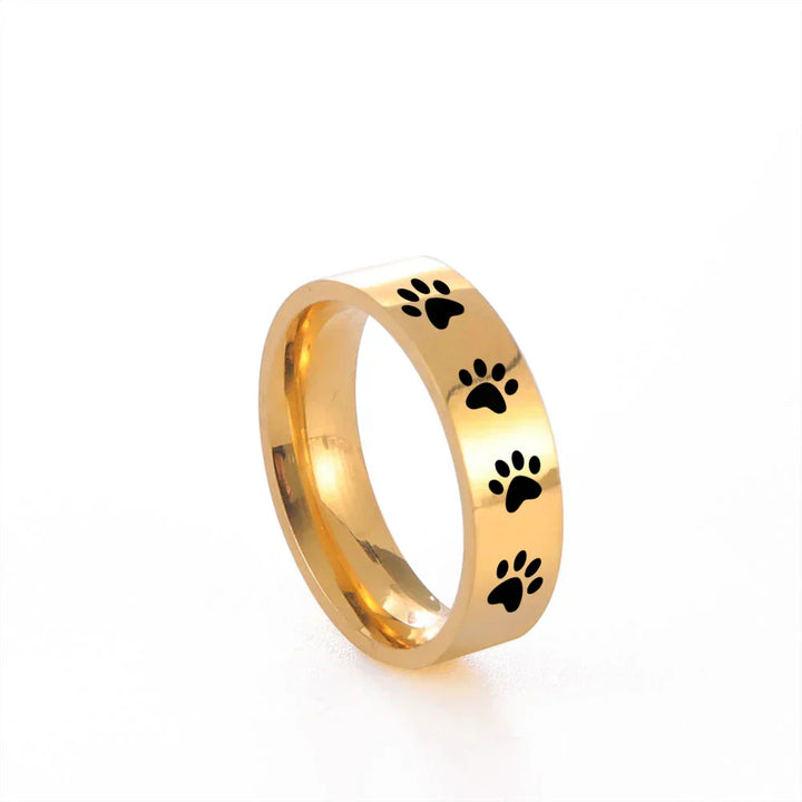 Bague en acier inoxydable avec empreinte de patte – Bijoux symboliques pour les amoureux des animaux
