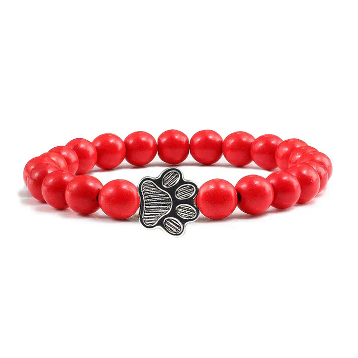 Collier en pierre naturelle avec pendentif patte – Bracelet de perles élastiques pour homme et femme