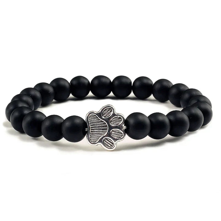 Collier en pierre naturelle avec pendentif patte – Bracelet de perles élastiques pour homme et femme
