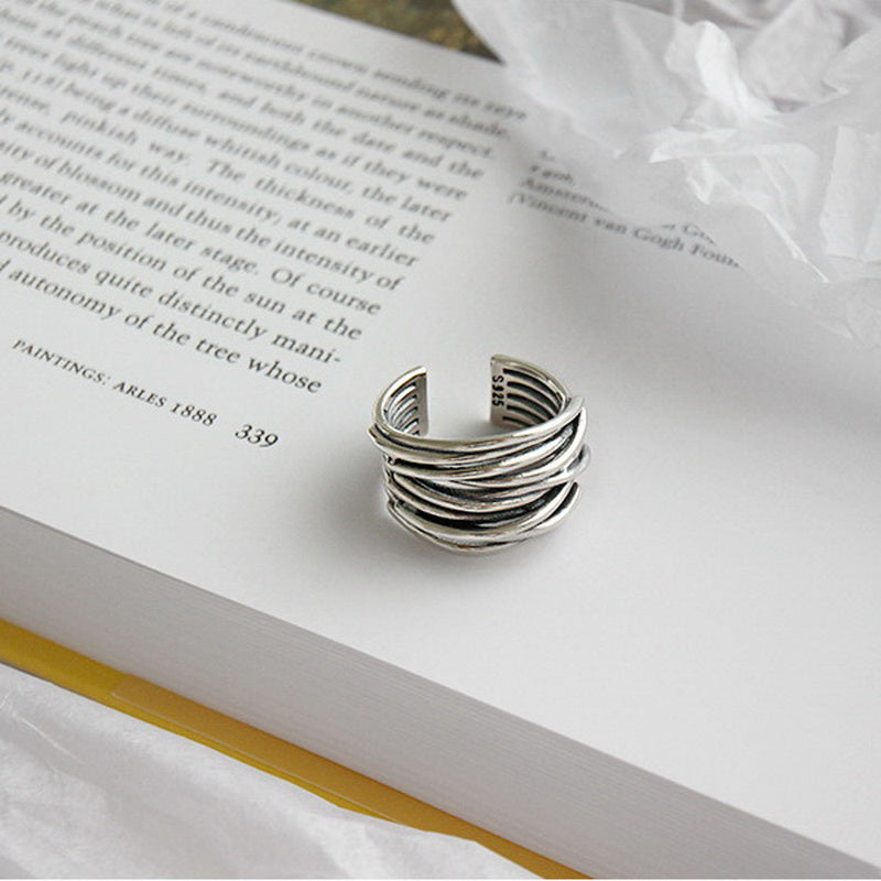 Bague superposée réglable en argent sterling 925