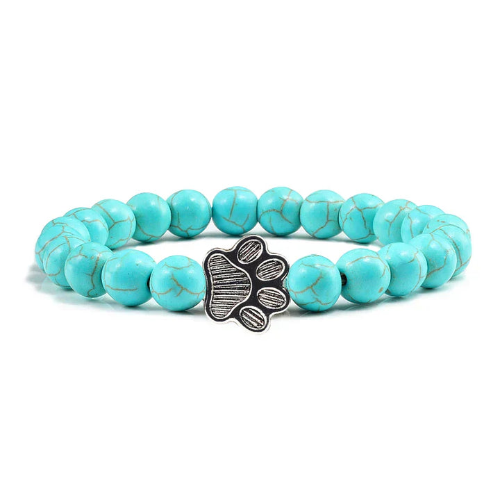 Collier en pierre naturelle avec pendentif patte – Bracelet de perles élastiques pour homme et femme