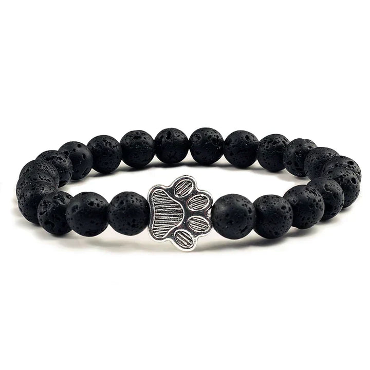 Collier en pierre naturelle avec pendentif patte – Bracelet de perles élastiques pour homme et femme