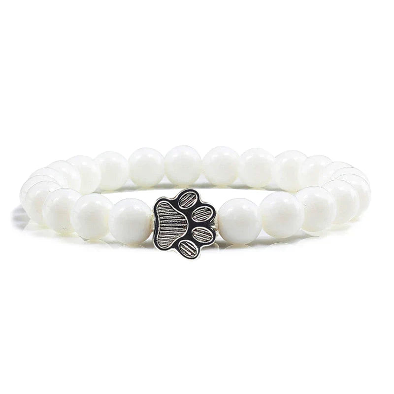 Collier en pierre naturelle avec pendentif patte – Bracelet de perles élastiques pour homme et femme