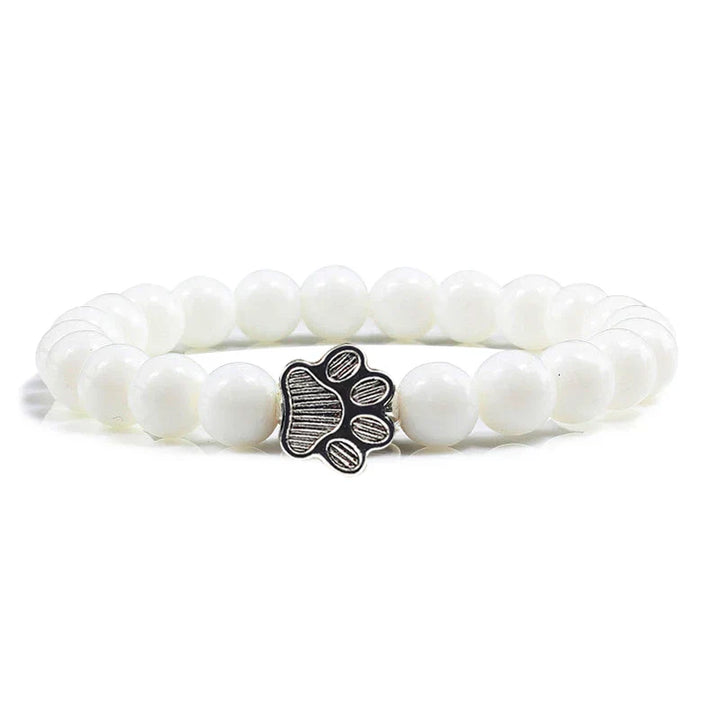 Collier en pierre naturelle avec pendentif patte – Bracelet de perles élastiques pour homme et femme