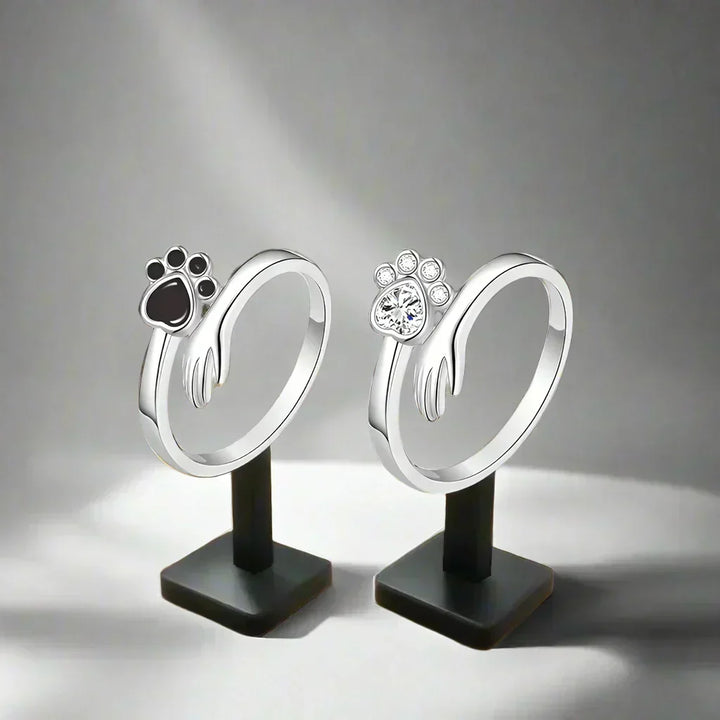 Bague réglable en forme de patte en argent sterling – Design main dans la patte