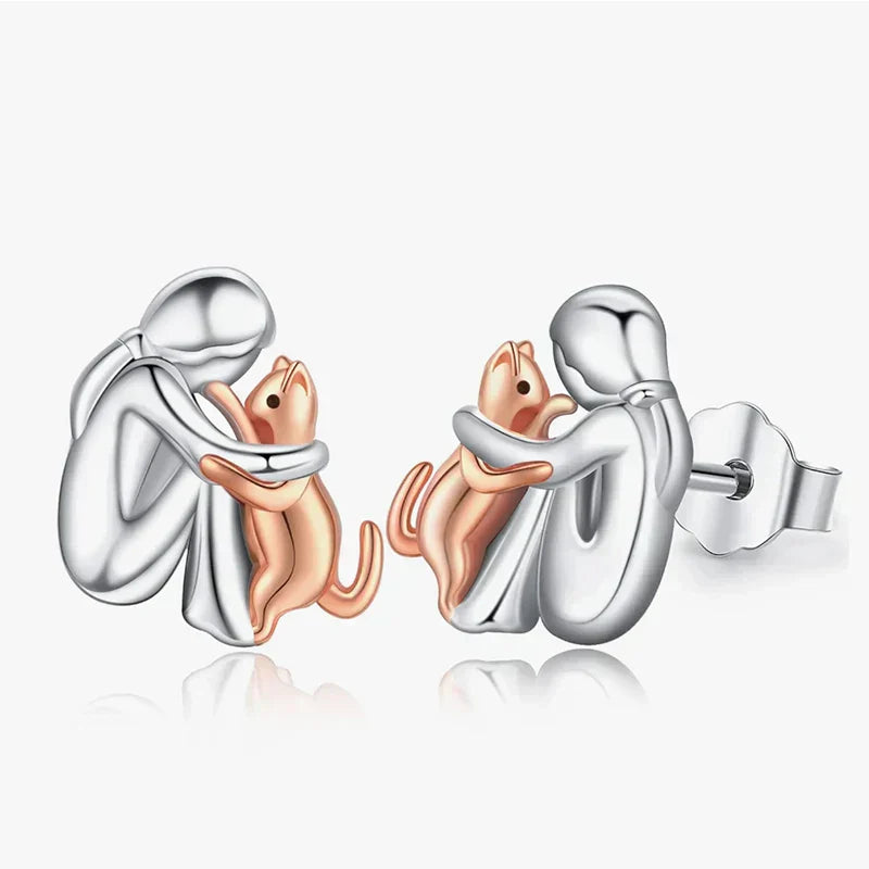 Boucles d'oreilles étreinte de chat