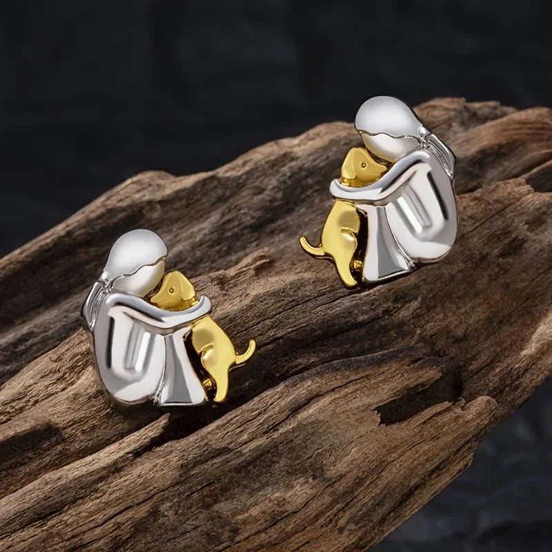 Boucles d'oreilles étreinte de chien