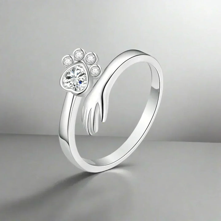 Bague réglable en forme de patte en argent sterling – Design main dans la patte