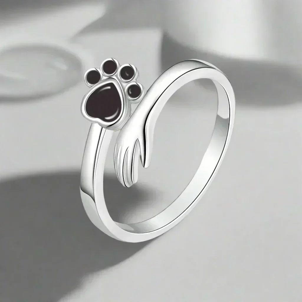 Bague réglable en forme de patte en argent sterling – Design main dans la patte