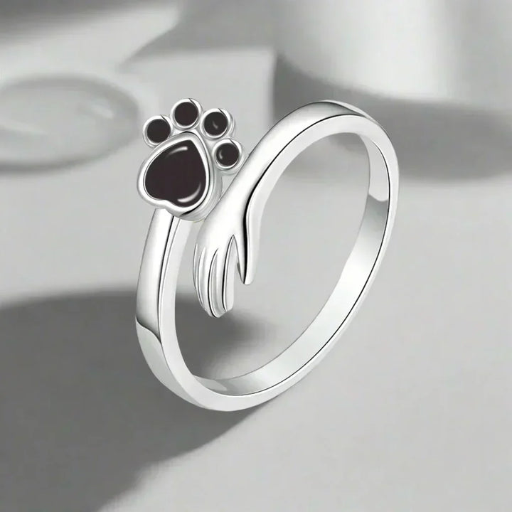 Bague réglable en forme de patte en argent sterling – Design main dans la patte