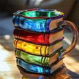 Tasse artisanale colorée sur le thème du livre