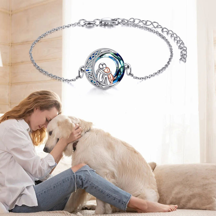Bracelet réglable en argent sterling à motif Happy Dog