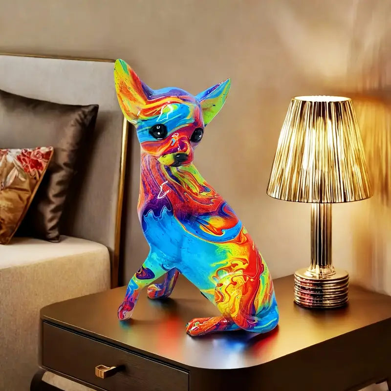 Lampe de table chihuahua en résine vibrante