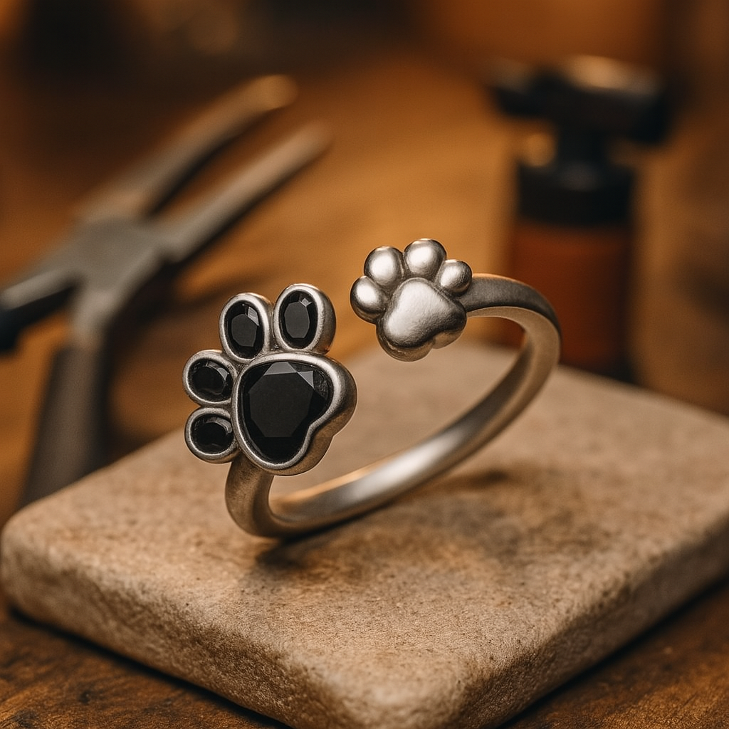 Bague réglable et créative avec une jolie empreinte de patte