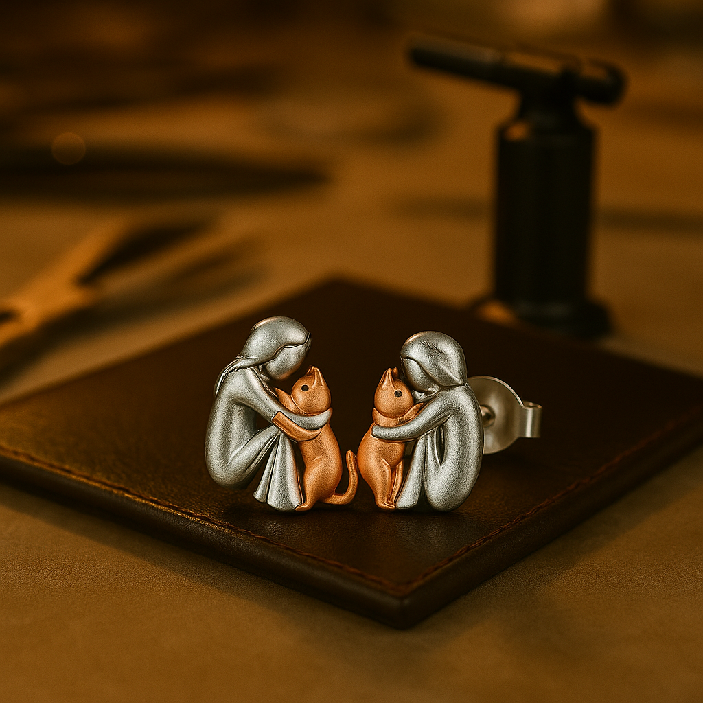 Boucles d'oreilles étreinte de chat
