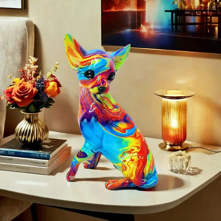 Lampe de table chihuahua en résine vibrante