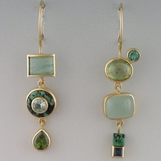 Boucles d'oreilles suspendues vertes vintage