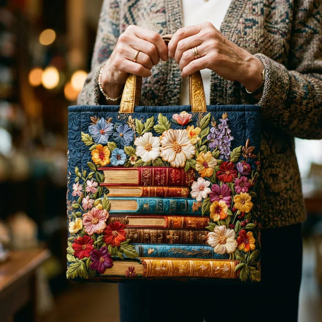 Handmade Bag | Floral and Books