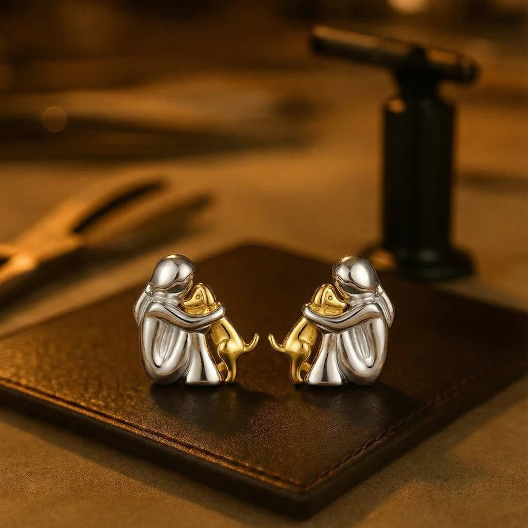 Boucles d'oreilles étreinte de chien