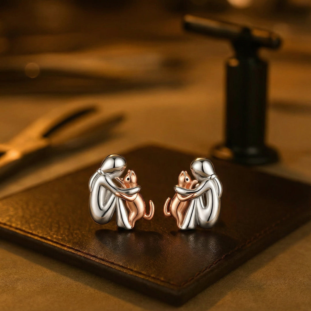 Boucles d'oreilles étreinte de chat