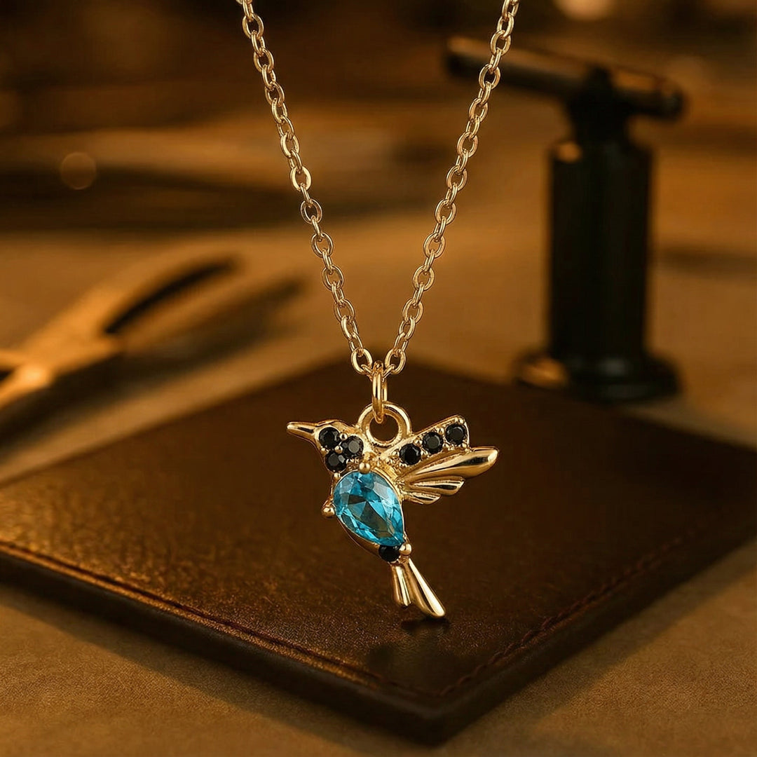 Collier Colibri en Émail et Zircone